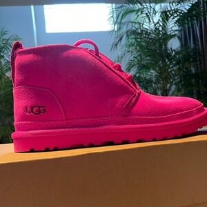 More of a Neon pink. Ugg boots.